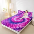 thumbnail image 3 of Erosebridal Pink Purple Tie-Dye Bed Sheets,Watercolor Psychedelic King Sheets For Girls Kids 4-Piece, 3 of 6
