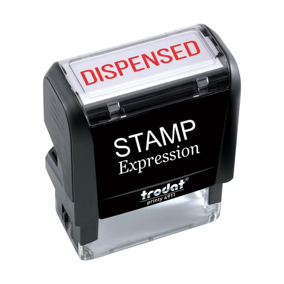 StampExpression - DISPENSED Office Self Inking Rubber Stamp - Red Ink (A-5267)