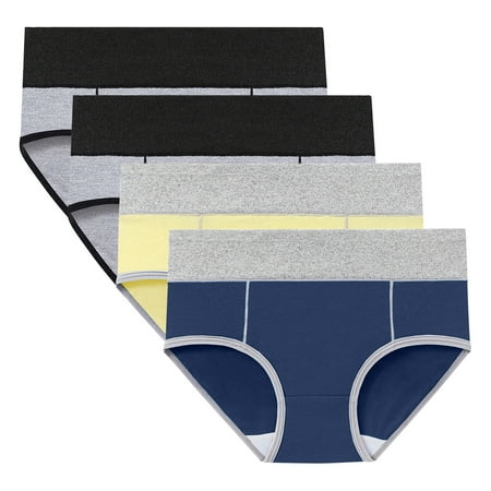 ATOYSOY Women s Multipack Solid Panty Classic Briefs Girls Comfy Clearance Underpants Stretchy Shapewear Control Briefs for Ladies Plus Size Hip Lifting Cotton Panties  4 Pack Blue M