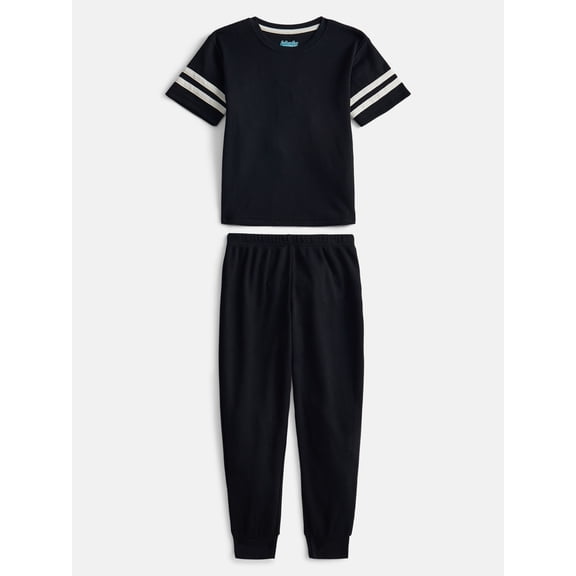 Wonder Nation Boys Waffle Knit Short Sleeve Top and Pants Pajama Set, 2 Piece, Sizes 4-18