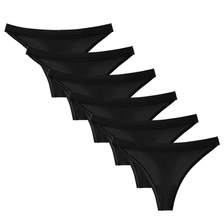 Fulorrnie Underwear for Women Plus Size High Cut Breathable Comfort Panties Cute Thong Drop Waist Seamless Panty Black XXL
