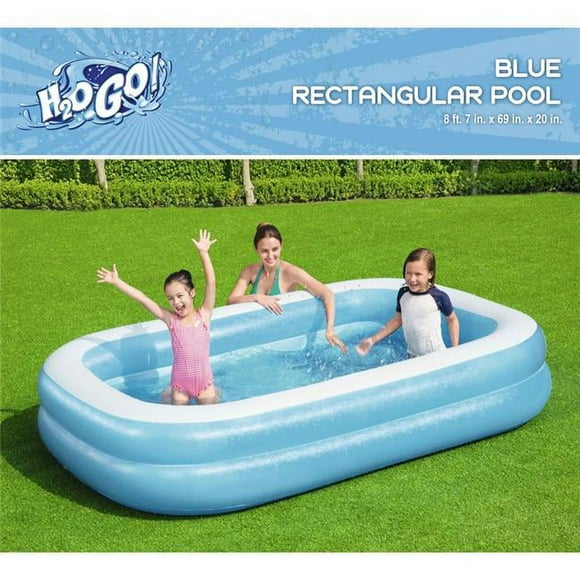 Bestway 8048355 20 in. x 69 in. x 8.7 ft. 206 gal H2OGO Rectangular Inflatable Pool, Blue
