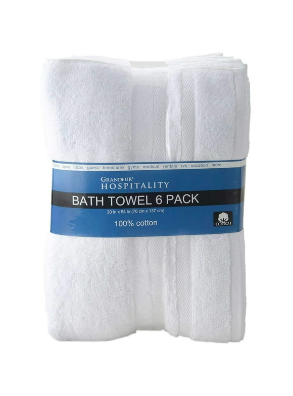 Grandeur Hospitality Bath Towel 6 Pack 34" x 54" 100% Cotton 6 Pack