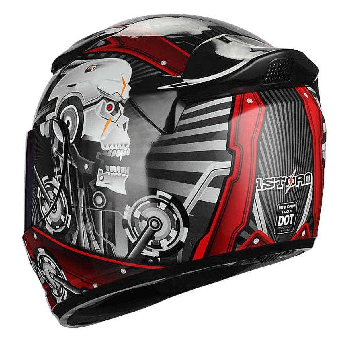 1STORM Adult FULL FACE BIKE MOTORCYCLE HELMET MECHANIC DJ11CLS SKULL RED