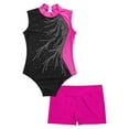 thumbnail image 3 of inhzoy Girls 2 Piece Dance Sports Outfits Gymnastics Leotard Ballet Dance Unitard with Shorts Set, 3 of 5