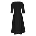 thumbnail image 5 of Atinetok Formal Dresses for Women Wedding Guest Elegant Empire Waist Ruffle Swing A Line Long Dresses Elbow-Length V-Neck Solid Summer Maxi Dress Black l, 5 of 7