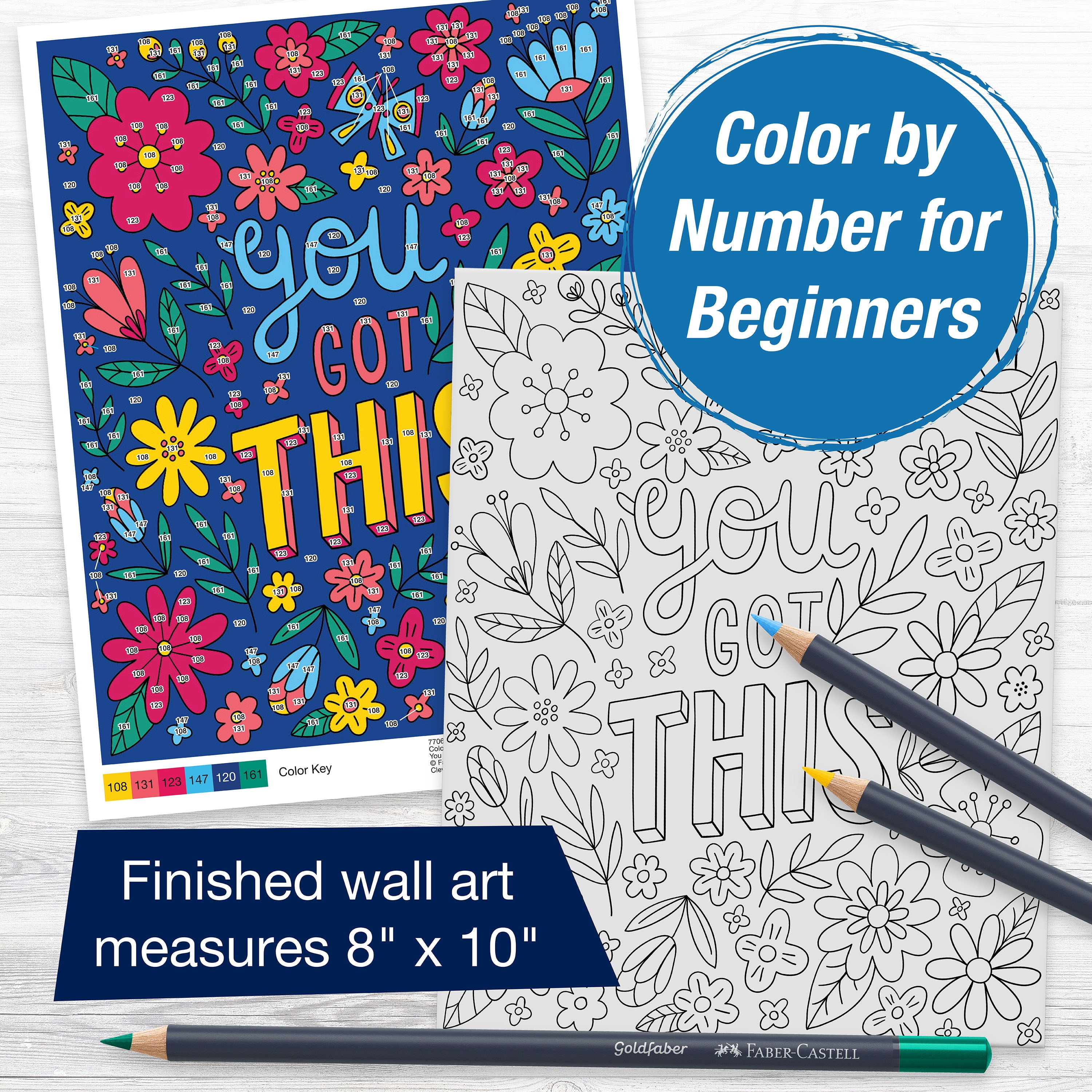 Faber-Castell Color by Number Wall Art You Got This - Color by Number for Adult, Men and Women