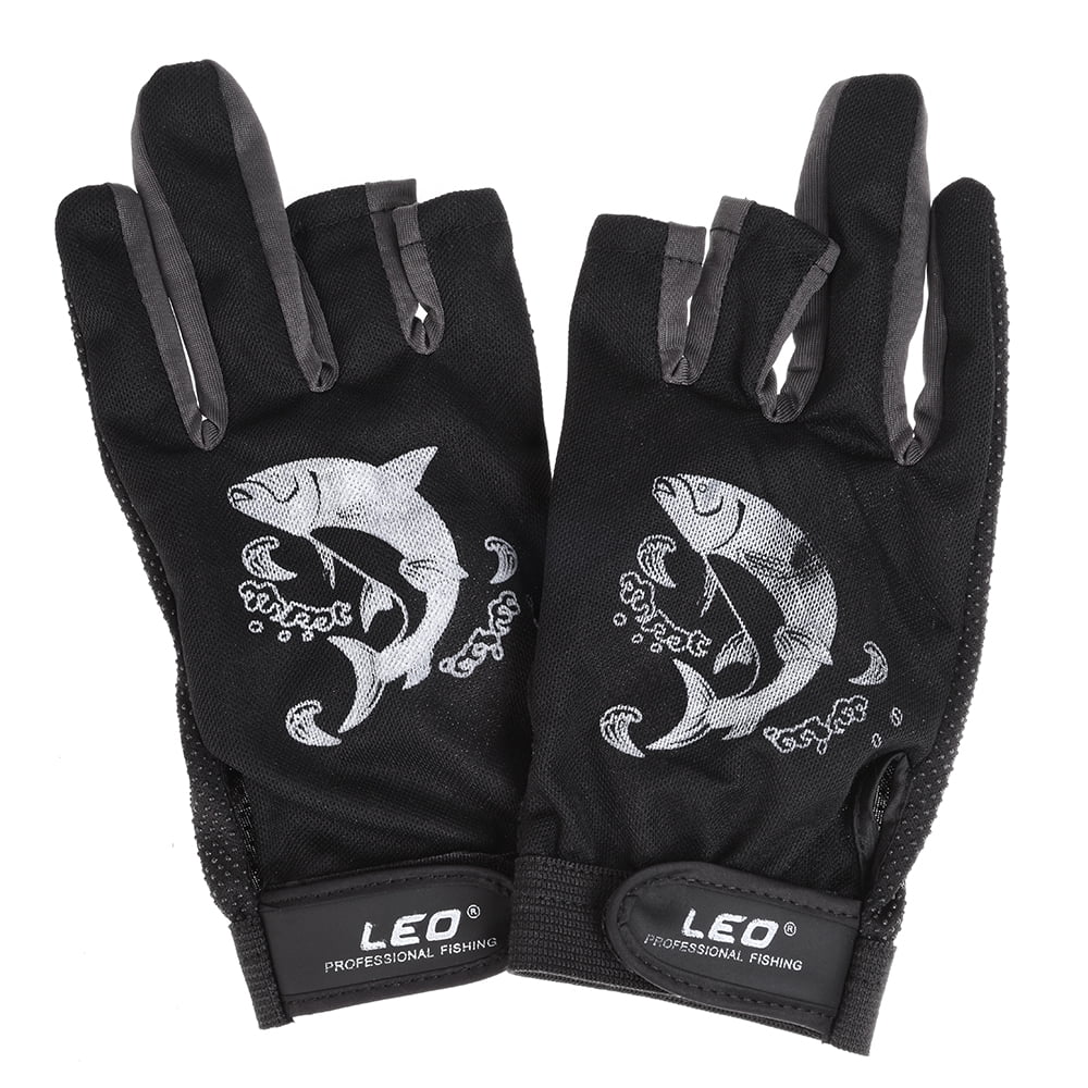 3 Fingerless Fishing Gloves Breathable Quick Drying Anti-slip Fishing Gloves US 