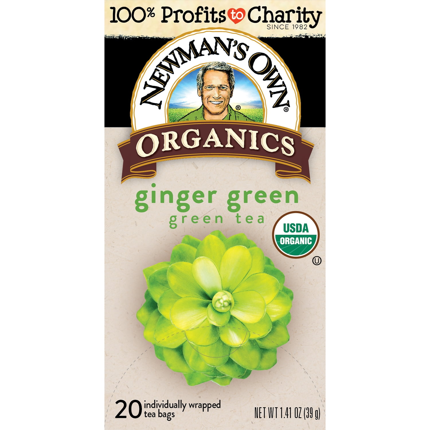 Newman's Own Organic Variety Pack Herbal Tea includes Sweet Cinnamon Spice, Ginger Green, Chamomile and Turmeric Ginger Tea 20 Individually Wrapped Tea Bags Per Box (4 Pack) USDA Certified and Kosher