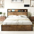 thumbnail image 6 of VanAcc Full Size Lift up Storage Bed Frame, Wooden Platform Bed Frame with Lifting Storage & Charging Station, Rustic Brown, 6 of 8