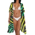 thumbnail image 4 of SCRAWLGOD Zebra Print Kimono Swimsuit Cover Up for Women Loose Open Front Swimsuit Coverup Casual Beach Cover Up, 4 of 6