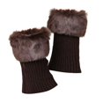 thumbnail image 4 of Women's Autumn Winter Short Turn-Over Wool Knitted Leg Warmers Brown One Size, 4 of 5
