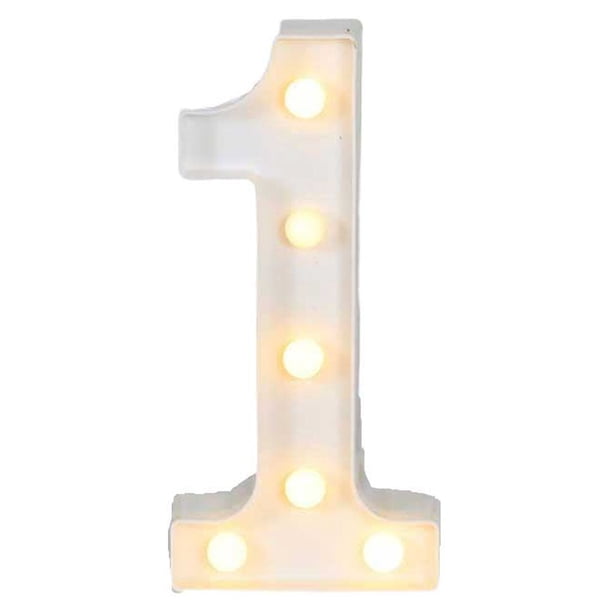 Inteprter Ceremonia de boda Aniversario Número en forma de luz Lámpara de números portátil con pilas Decoración de la fiesta del hotel de la oficina Kits de decoración para fiestas Numero 1 Inteprter HA074859-02