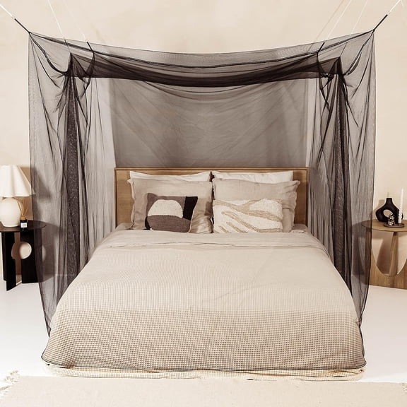 CAILDANL Mosquito Net for Single to King-Sized Beds – 2 Side Openings & 6 Hanging Loops – Decorative Rectangular Shape for Home & Travel – Bed Canopy Hanging Kit &