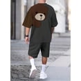 thumbnail image 4 of Conjunto de pantalones cortos de manga corta con estampado de oso pardo de dibujos animados para hombre, camiseta informal de verano para uso diario, pantalones cortos de playa de moda urbana para hom, 4 of 5