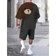 thumbnail image 4 of Conjunto de pantalones cortos de manga corta con estampado de oso pardo de dibujos animados para hombre, camiseta informal de verano para uso diario, pantalones cortos de playa de moda urbana para hom, 4 of 5