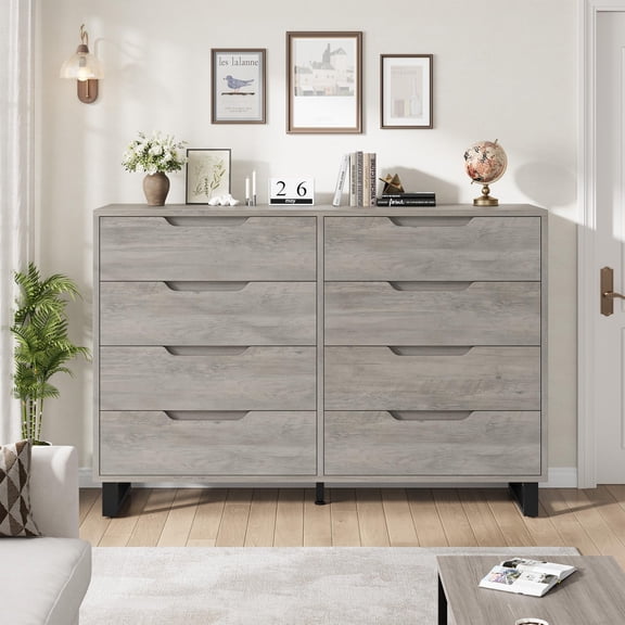 Farmhouse Dresser for Bedroom, 6/7/8 Drawers Dresser, Wood Chest of Drawers, Wide Storage Dressers Organizer for Bedroom, Living Room