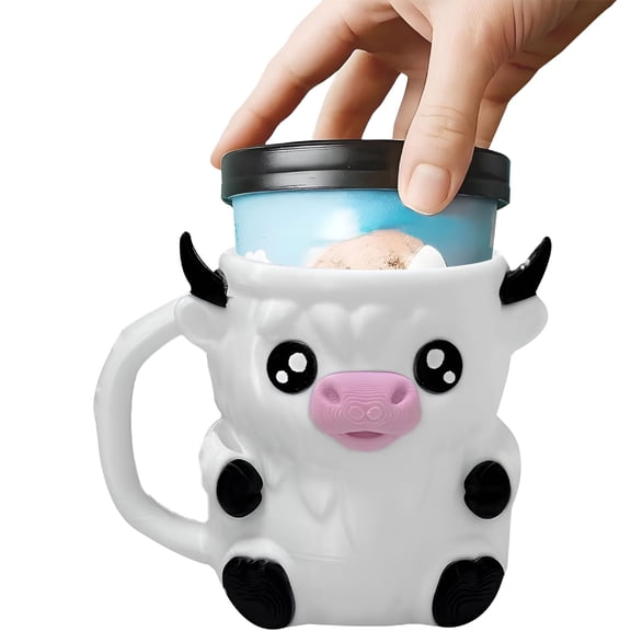 BPPEG Highland Cow Ice Pint Holder,Ice Cream Pint Sleeves Cover,Cute Animal Ice Creams Cooler Container Leak Proof Popsicle Cozy Beer Can Cup,Gift for Ice Cream Lovers