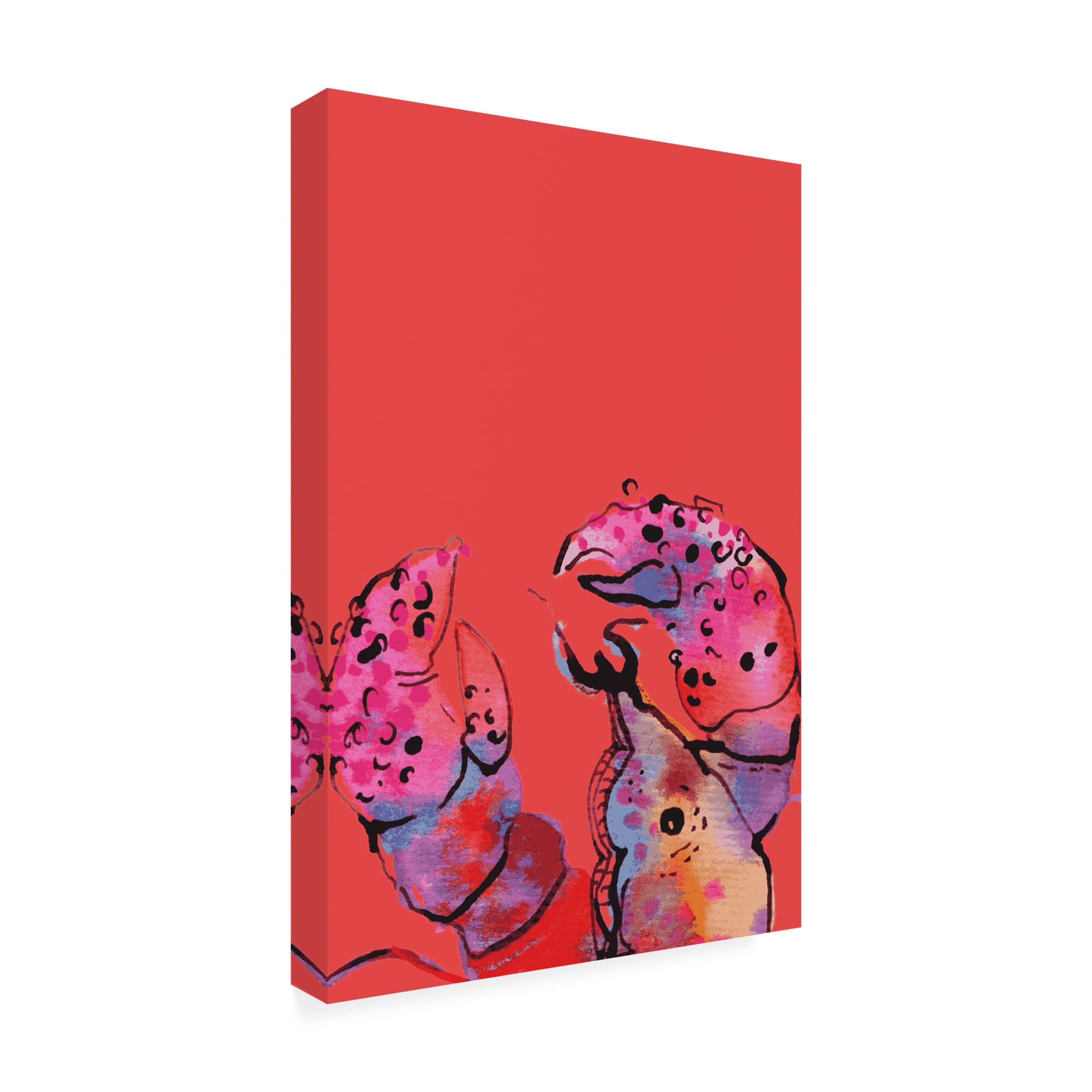 Trademark Fine Art Ania Zwara  Rainbow Lobster On Red Canvas Wall Art