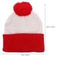 thumbnail image 4 of HERFIER 1pc Red White Two Tone Knit Winter Beanie Hat Christmas Color Wool Hat, 4 of 8