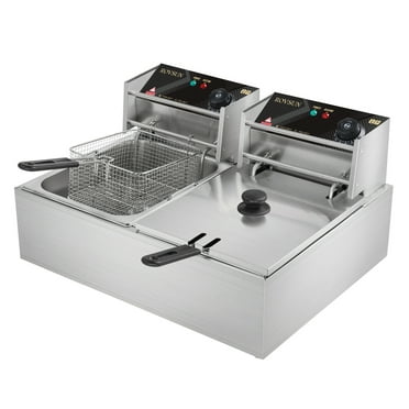 ROVSUN 12.96L 5000W 2-Basket Commercial Electric Deep Fryer, Stainless Steel