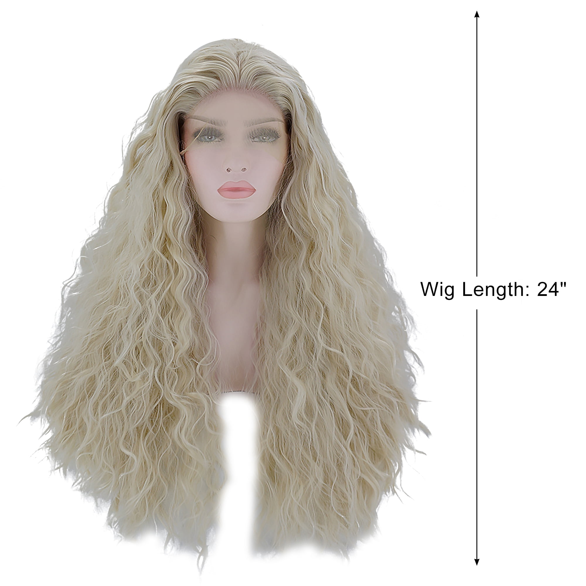 Unique Bargains Lace Front Lightweight Wigs Long Water Wave for Women Blonde