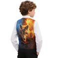 thumbnail image 2 of Garronmavis Ice and Fire Boys Outerwear Vests Lightweight Wolf Sleeveless Slim Fit Casual Vests Outfit Fashion 3-button Single Breasted Closure & 2 Slit Pockets Warm Fall Winter Coats, 2 of 7