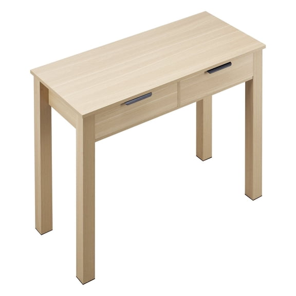 Kids Desk with Drawers, Small Study Table for Bedroom - Modern Writing Desk for Reading, Drawing, Home Office - Rectangle MDF Student Desk, Light Wood