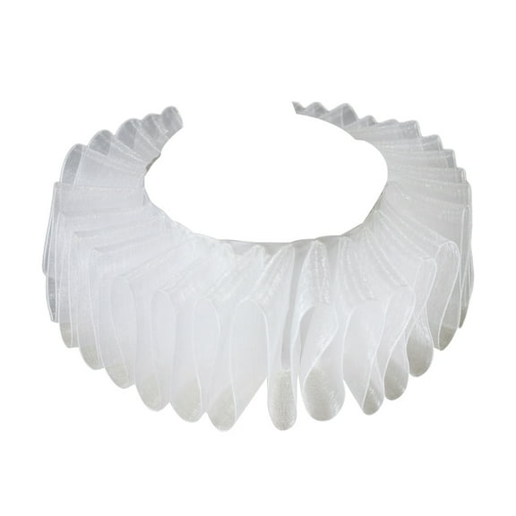 Sinyiin Womens Renaissance Elizabethan Ruffled Fake Collar Chiffon White Clown Neck Ruff Vintage Victorian Halloween Cosplay Costume Accessories