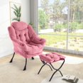 thumbnail image 2 of Sillón Acentuador con Otomano – Terciopelo – Asiento Tapizado – Patas Metálicas – Espacios Pequeños – Entrada, Dormitorio o Pasillo – Moderno, 2 of 8