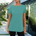 thumbnail image 2 of ShomPort Summer Tops for Women Short Sleeve Crew Neck Basic Workout Tees Trendy Plain Casual Clothes, 2 of 9