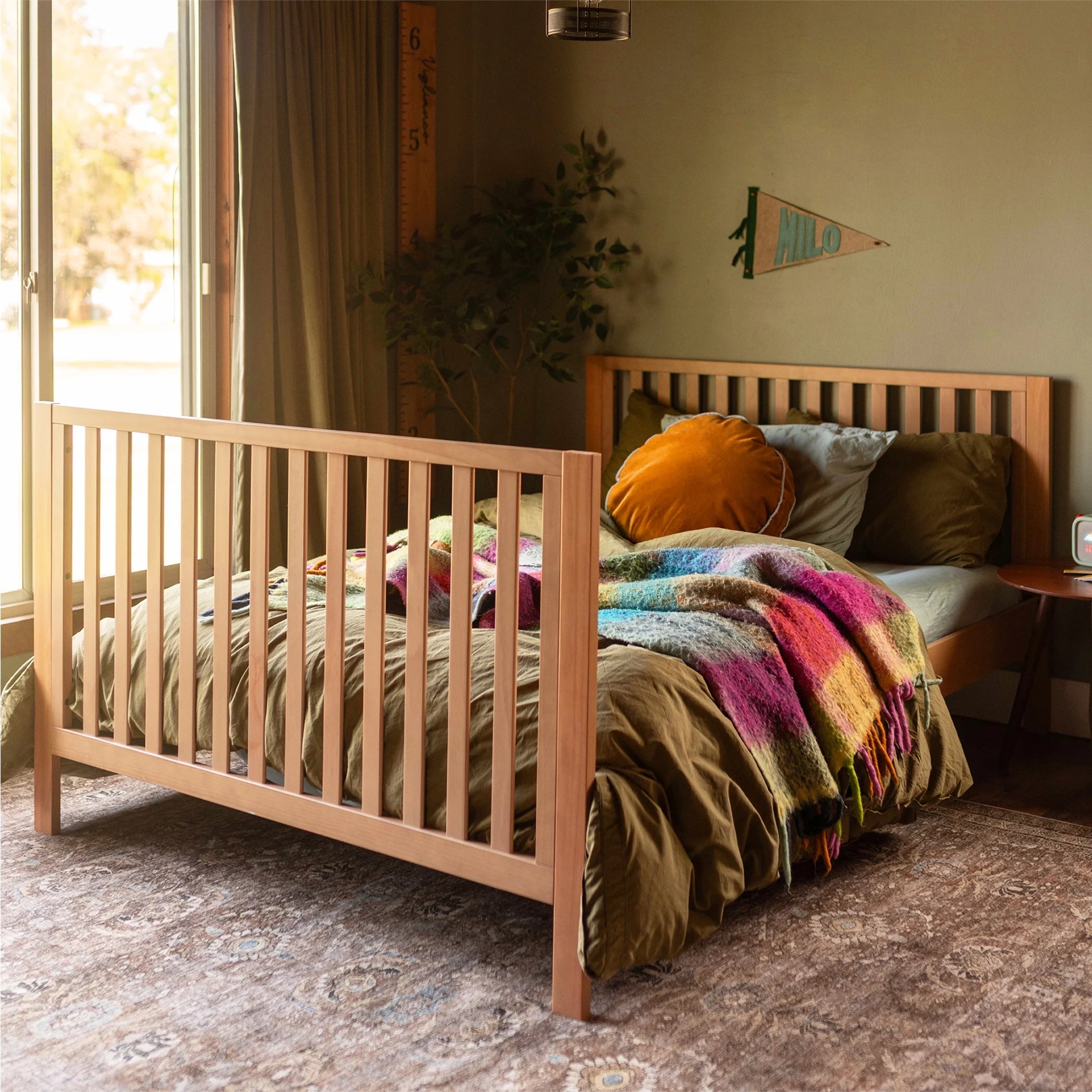 HARPPA 5-in-1 Convertible Baby Crib for Infant to Toddler, Natural Wood,Greenguard Gold Certified