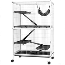 ZephyPaws Double Unit Small Animal Cage,4 Tier Includes Pan, Shelf, Ramp & Cover, for Rats, Ferrets, Chinchillas,Sugar Gliders,White