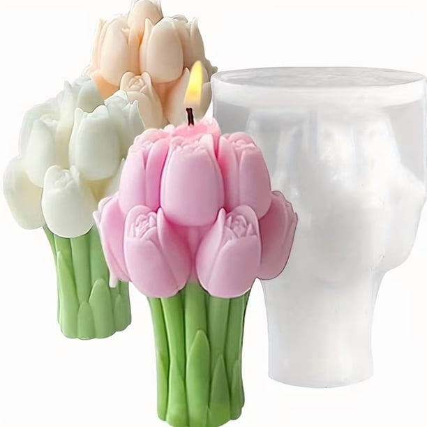 Molde de silicona for ramo de tulipanes 3D: herramienta for velas aromáticas hecha a mano, imprescindible for el Día de la Madre