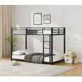 thumbnail image 2 of Gewnee Twin Size Steel Bunk Bed with Guardrail & Ladder, Sturdy Low-Profile Design for Space-Saving Bedroom Use, 2 of 14