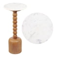 thumbnail image 3 of JONATHAN Y Turner 24.5" Designer Cottage Spindle Wood Column Drink Table and Decorative End Table with White Marble Round Top, Natural, END3002A, 3 of 5