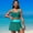 Green, variant on Womens Swim Skorts with Built-in Briefs Women's Swim Skirt Color Block Two Piece Swimsuit Bottoms Side Slit Skirted Swimsuit