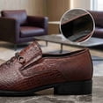 thumbnail image 5 of Men's Crocodile-Embossed Leather Loafers - Slip-On Formal Shoes for Business, & Pointed Toe Casual Footwear Formal Events, 5 of 6