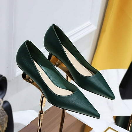 

Women s Slip On Dress Elegant Point Toe Kitten Heels