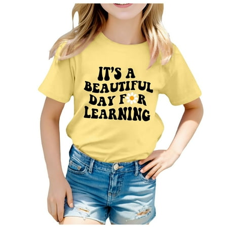 

Tops for Girls School Season Back School Season Printed Casual Short Sleeve T Shirt Cute Tops for Teen Girls