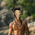 thumbnail image 2 of KBW Tribal Skull Horned Demon with Feathers Adult Halloween Costume Mask, 2 of 4