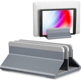thumbnail image 1 of SURJDE Support Vertical pour Ordinateur Portable avec Anneaux de Verrouillage (Aluminium Gris), Support Double Réglable pour Bureau, Dock Antidérapant Compatible avec Tous les Appareils de 7-17,3 Pouces, 1 of 7