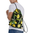 thumbnail image 3 of Kdxio Lemon Fruits Flowers Leaves Print Drawstring Backpack Bag,Waterproof Draw String Back Sack, Gym Drawstring Bags Swim Bag For Unisex, 3 of 9