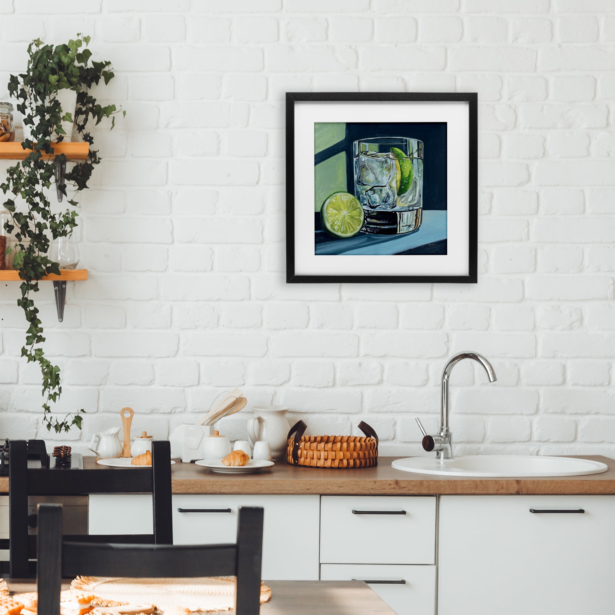 Stupell Industries Lime & Gin Tonic Cocktail Black Framed Print Under Glass, design by Kate Jarvik Birch