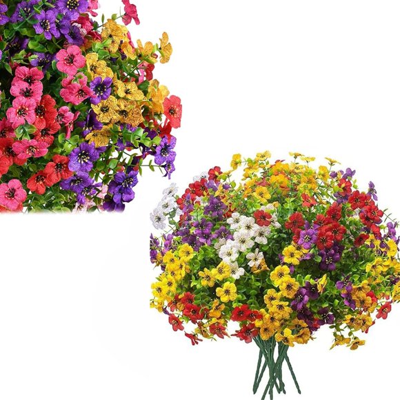 Schedulety Regularlyk Artificial Flowers, Fake Colorful Planter for Outdoors Home Decorationm, UV Resistant Faux Spring Flower (21, Mix Colors)