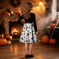 thumbnail image 4 of Girls' Halloween Two Piece Long Sleeve Dress Twisted Tree Bat Print Bow Belt A Line Flowy Skirt Kids Role Play Costume for Girls 5-14Y, Halloween Costumes for Girls White a 11 Years, 4 of 9
