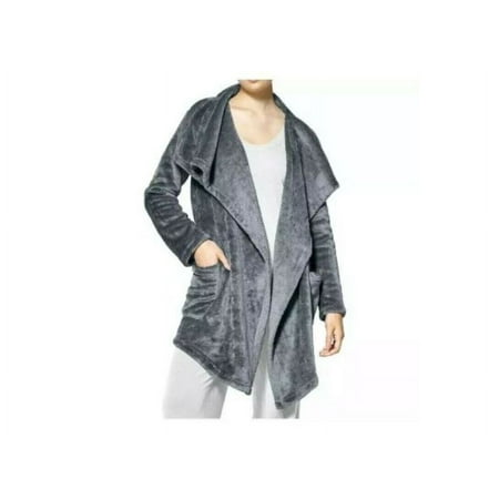 Hue Women's Amazingly Soft & Plush Comfy Cozy Long Sleeve Fleece Wrap W/ Pockets (Castlerock, L/XL(12-18))