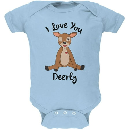 

Deer I love You Deerly Dearly Funny Pun Soft Baby One Piece Light Blue 18-24 M