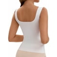 thumbnail image 3 of INSPIRE CHIC Women's U Back Tanks with Built-In Bra Silky No Show Basic Tops 2XL White, 3 of 5