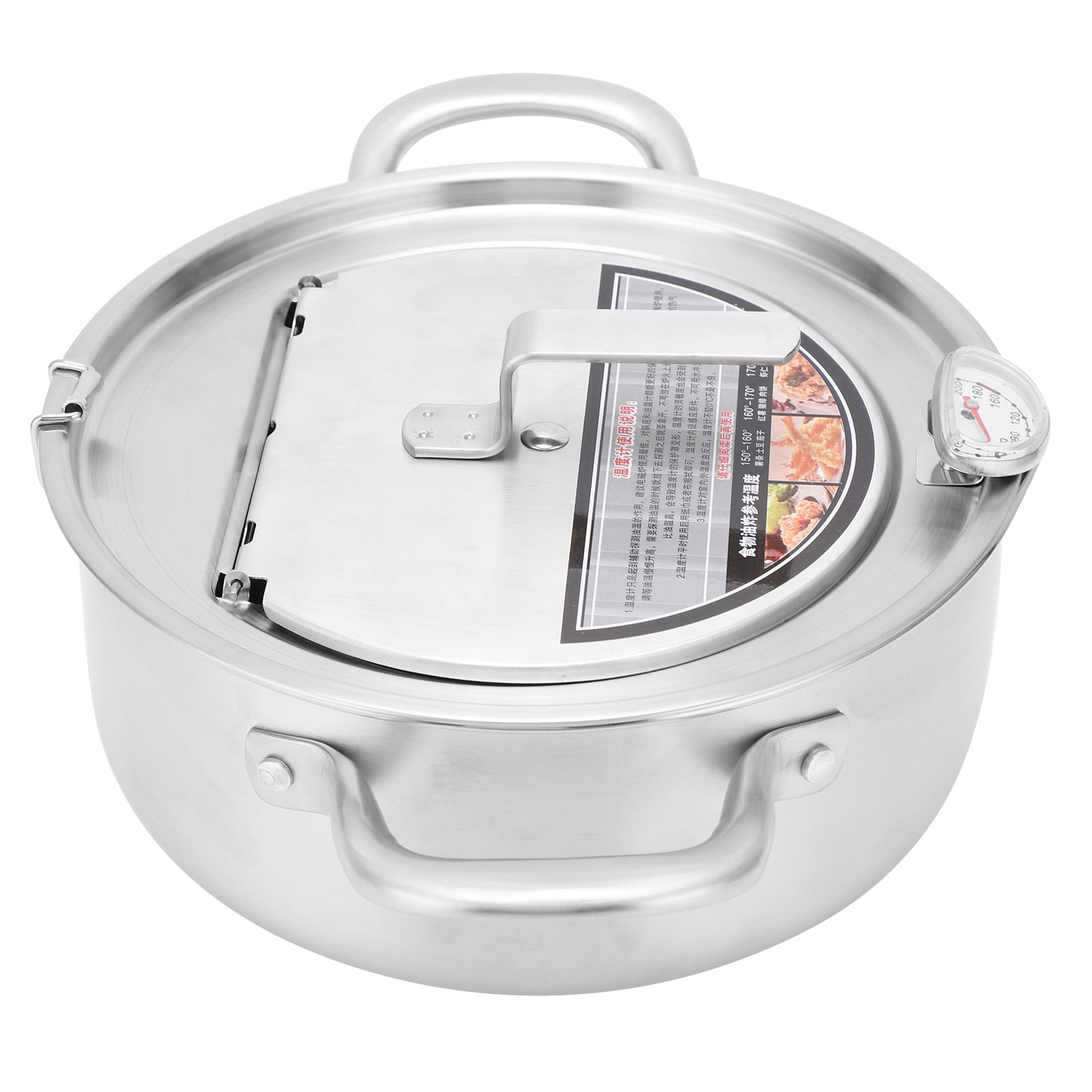 Henmomu Tempura Deep Frying Pan, With Thermometer Lid Tempura Deep